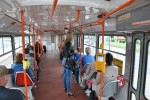 Interir tramvaje T 3 . 188, pvodn plastov sedky a velk nsteky v Plzni pomalu kon...