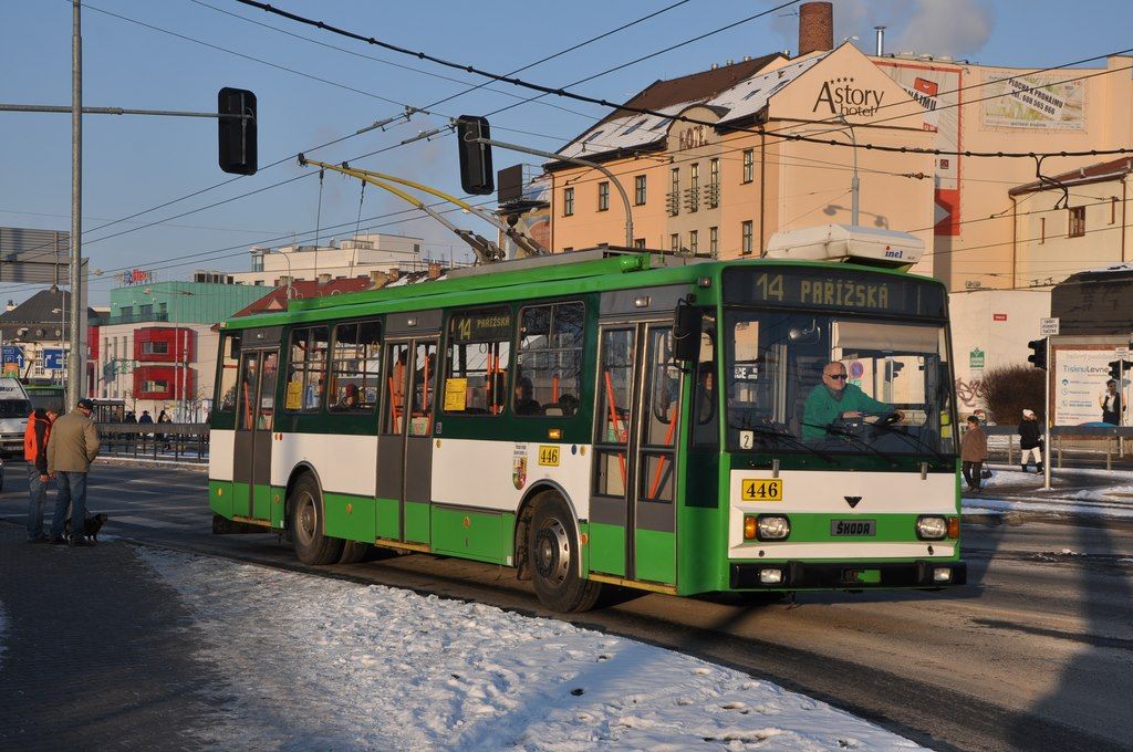 Trolejbus 14 Tr . 446, Plze, Sirkov, 19.1.2017
