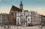 Tramvaje proj�d�j�c� kolem divadla kolem roku 1913.