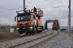 Prce na vrchnm veden na tramvajov trati na Borsk pole, Plze, 2.12.2019