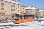 Tramvaj Vario LFR.S . 350 vyjd na odpoledn st ejdru linky 1, Plze, Slovansk alej, 4.2.2019
