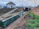 Elektrizace chebsk trati - v pozad Sokolovna a nadjezd Domalick ulice