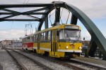 Souprava tramvají T3 PX č. 187/192 na tramvajovém mostě, Plzeň, 15.12.2019