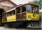 USA The Trolley Car emerges from the train barn in 1997  PMRR engine Chevrolet Corvair