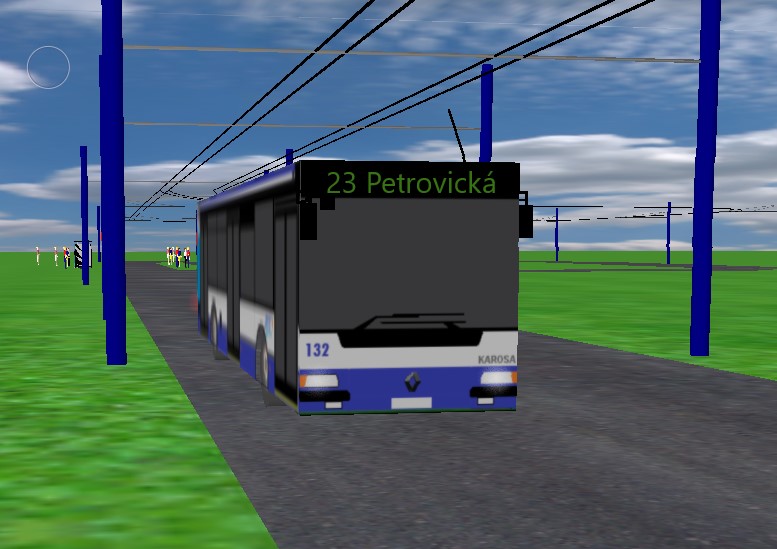 V�z Renault Citybus z roku 1997 ev.�. 132 vyj�d� z n�dra�� na lince 23 do Petrovic:
