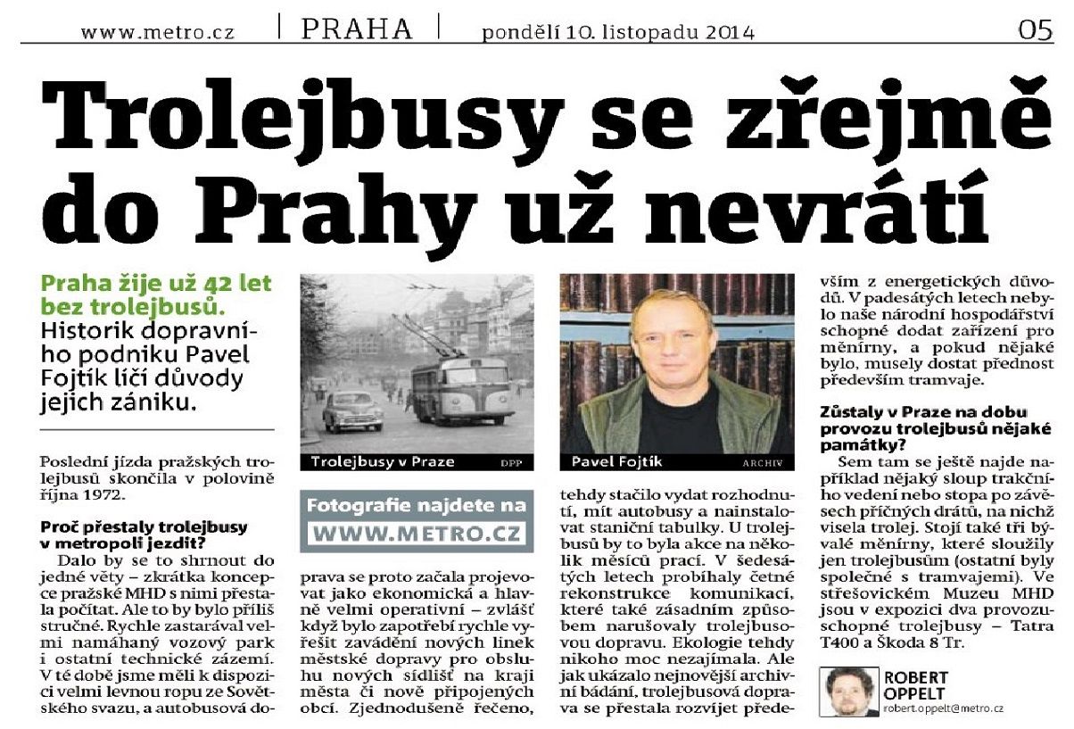 Trolejbusy se z�ejm� do Prahy u� nevr�t�