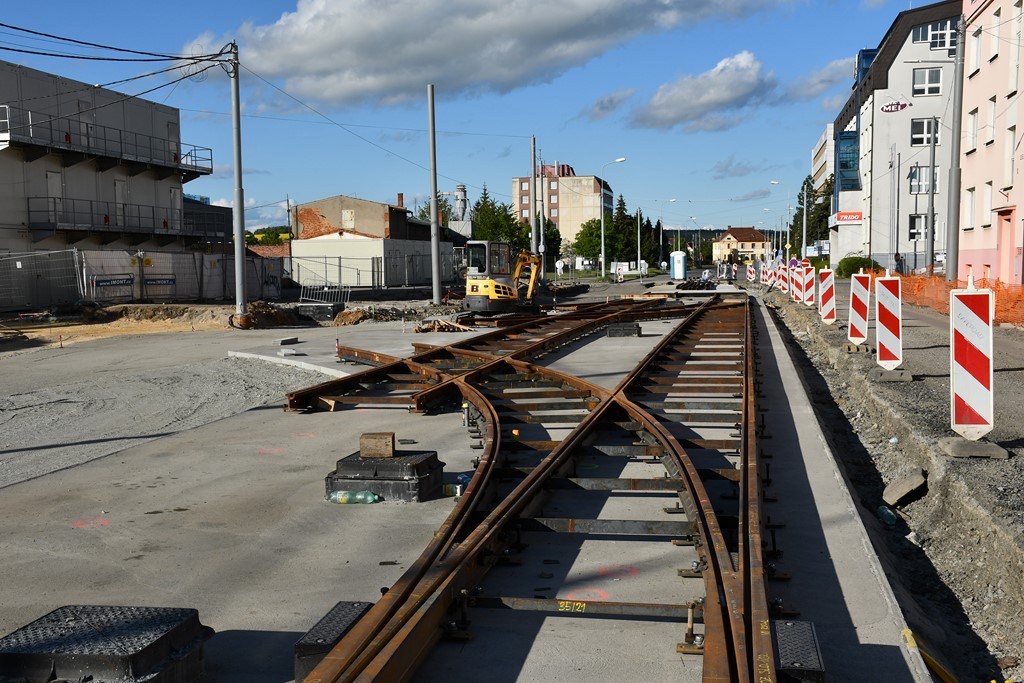 Budouc nov tramvajov vjezd do vozovny Slovany, Plze, 23.05.2021