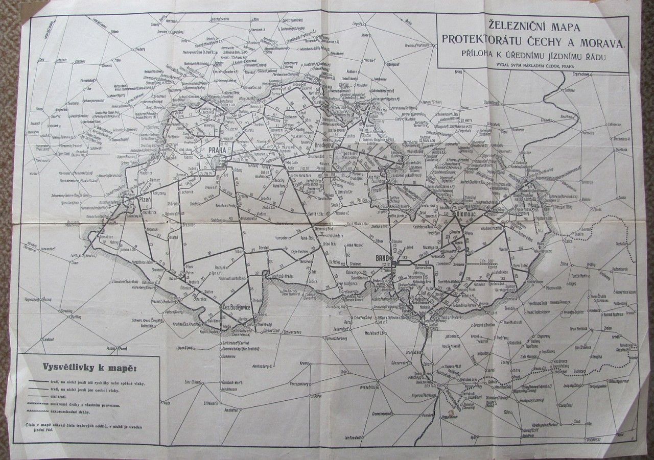eleznin mapa Protektortu echy a Morava