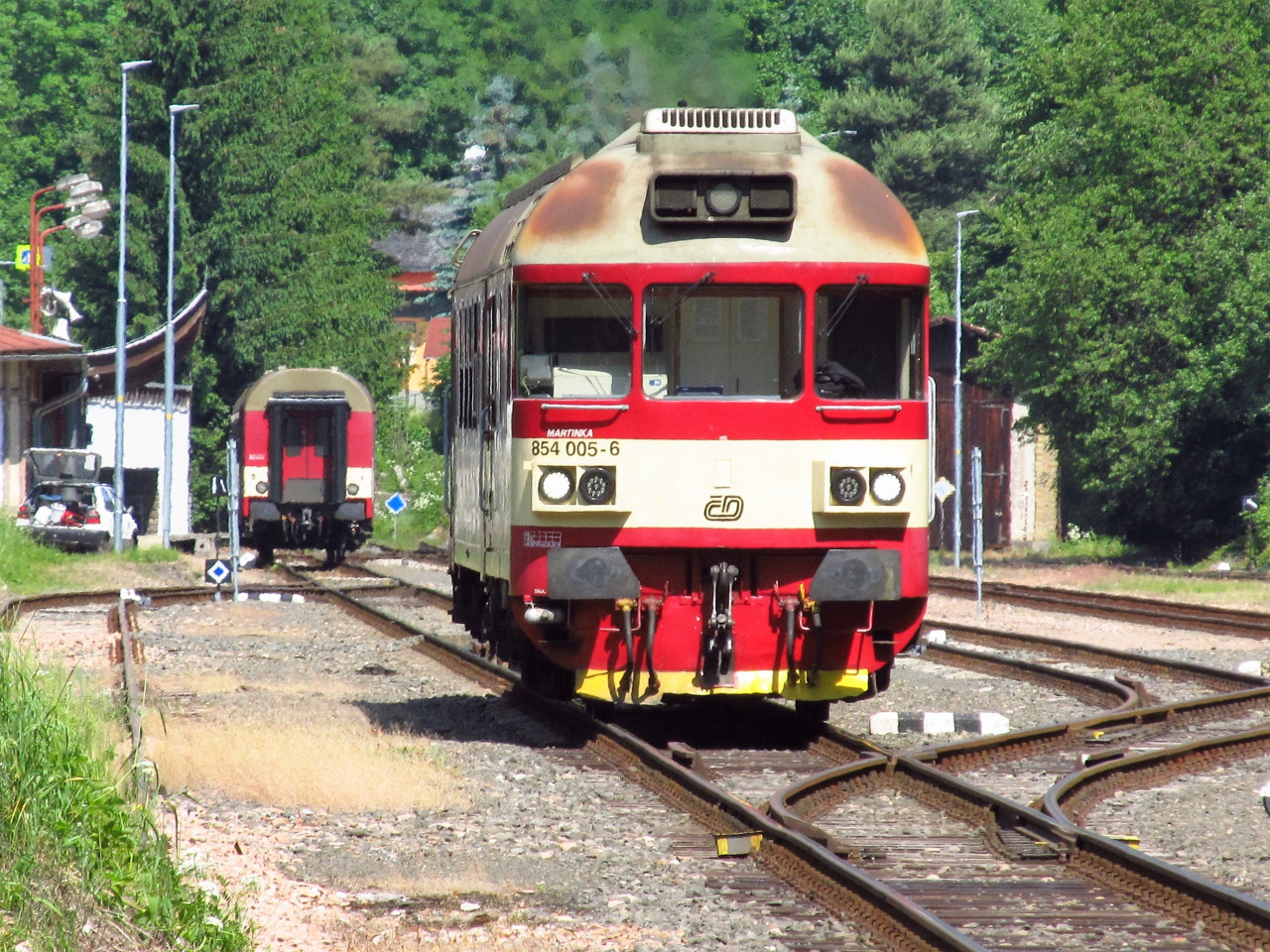 854.005 pi obratu Sp vlaku ve Svobod (pi soubnm provozu Os-045 s GWTR)