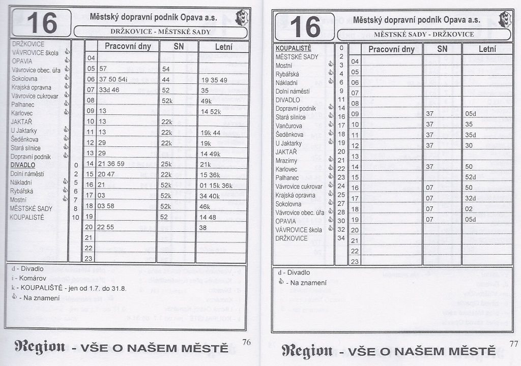 Linka 16 v roce 1998.
