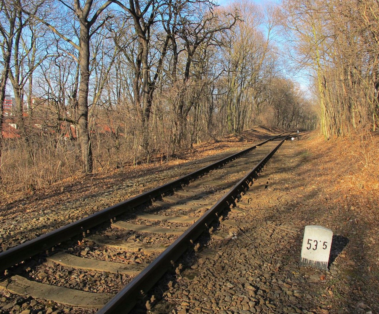odbo�en� v km 53,5 trati Slan� - Slan� p�edm�st�