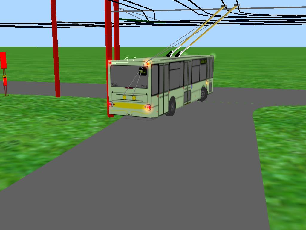 Prototyp trolejbusu Kvele T-WE bhem zkuebnch jzd vyjd z tony koln.