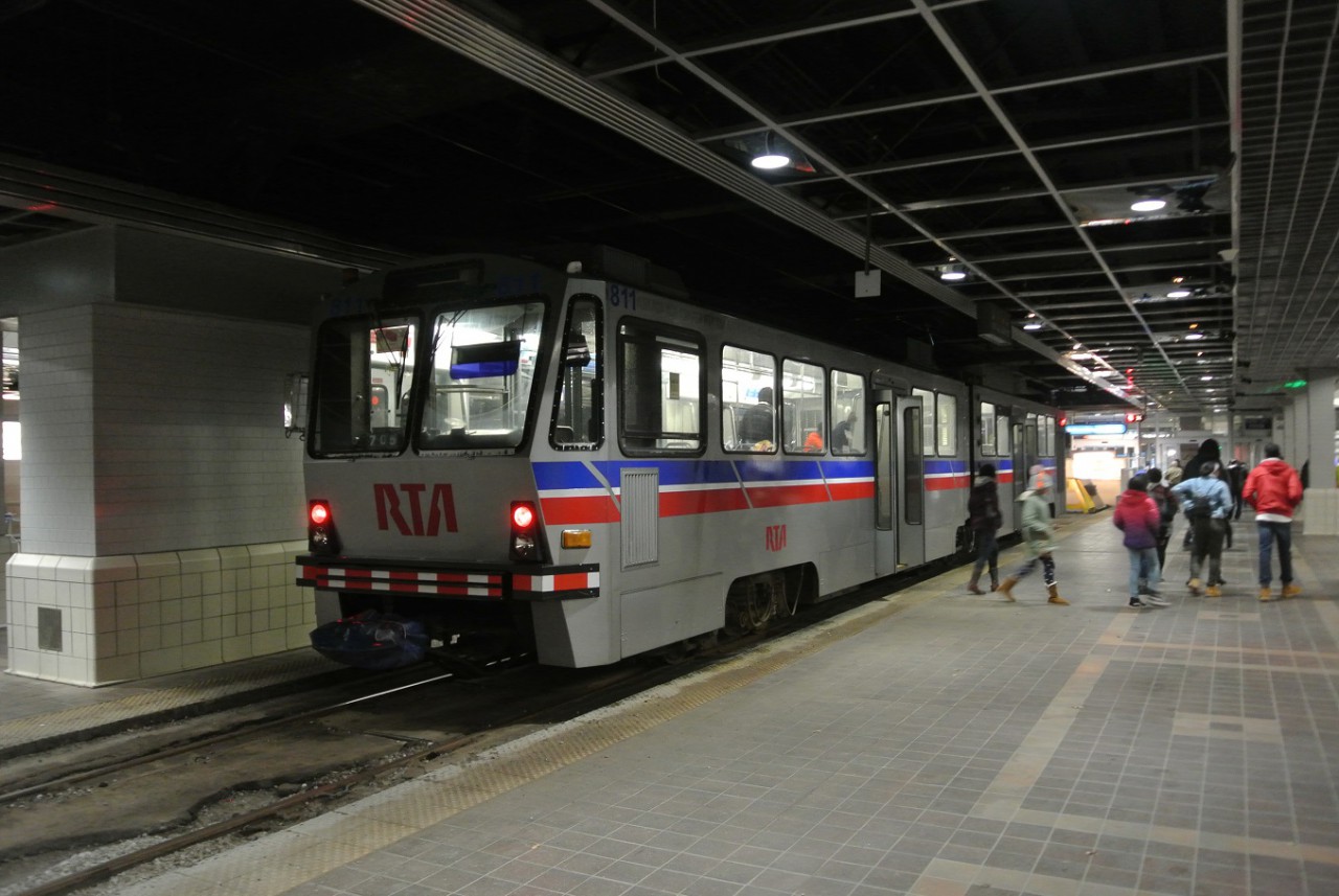 Nzk nstupit pro Green Line a Blue Line v podzemn stanici Tower City - Public Square