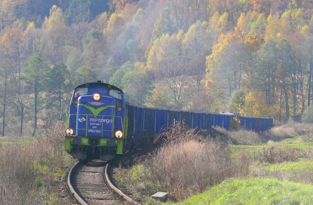 Nowa Ruda-Slupiec : SM 42-887 s nkladnm vlakem ze Scinawky Srednie, postrk ST 44-1248