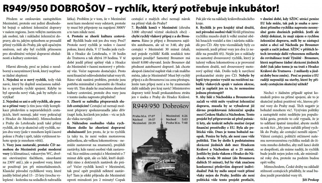 Rychlk Dobroov, Noviny Echo, 6. 1. 2017