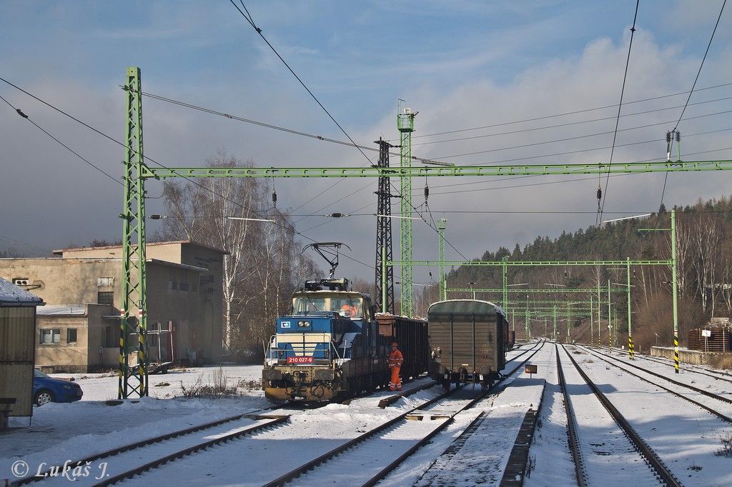 210.027 pi posunu ve stanici Vy Brod - Klter, 7.1.2016 