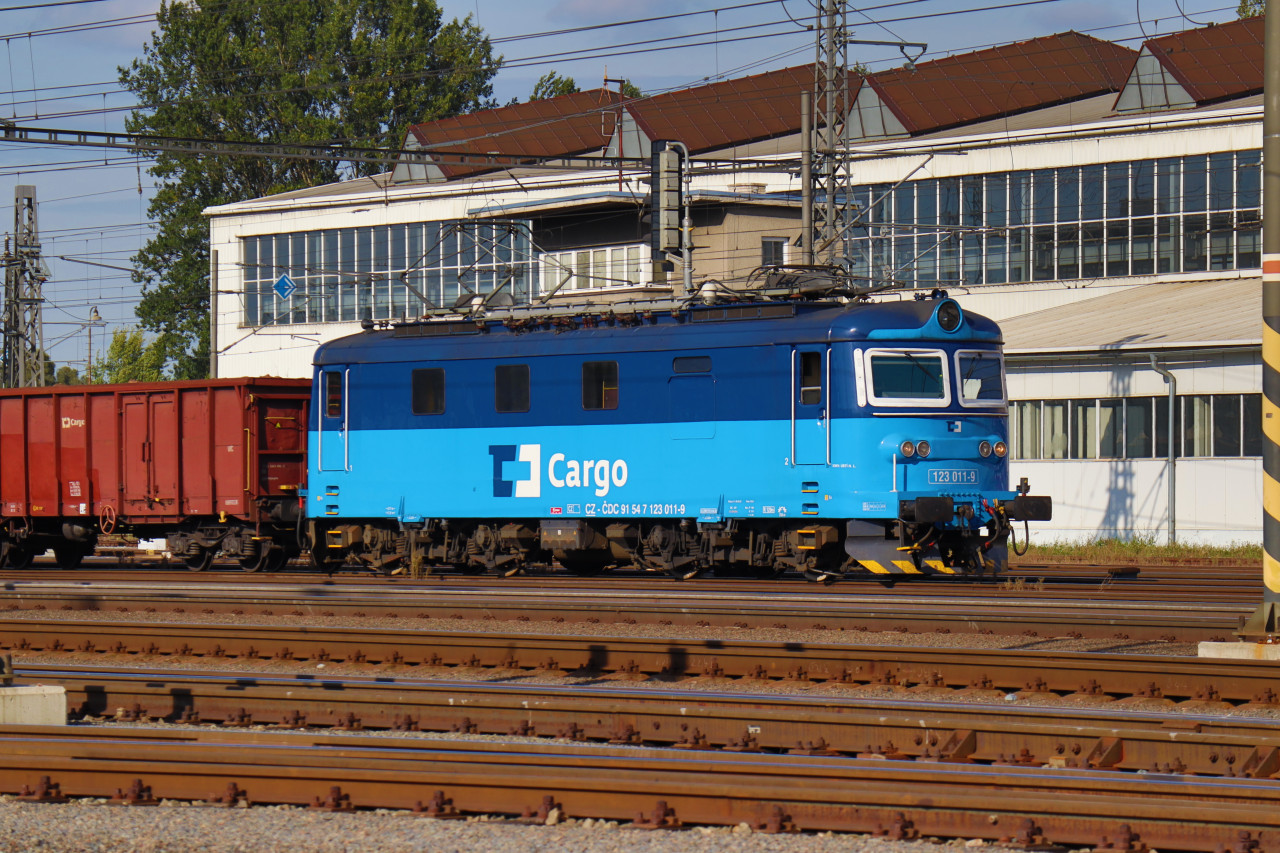 Lokomotiva 123.011 s vlakem Pn 62009 (. Tebov - Ostrava) stoj v Olomouci na pedndra