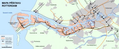 Mapa přístavu Rotterdam.