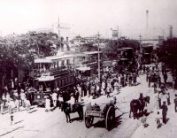Tramvaje společnosti La Capital během slavnostního zahájení provozu 4. 12. 1897.