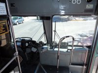 Interiér ex-vancouverského trolejbusu v Mendoze.